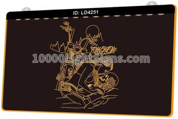 LD4251 Motorcycle Rider Skull Girl