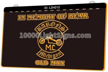LD4212 Barons Michigan MC Motorcycle Club In Memory of Bear Old Man