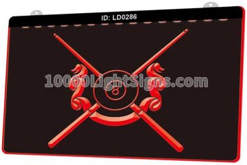 LD0286 8 Ball Neon Pool Room Billiards