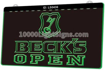 LS0436 Becks Becks Open Beer Sign Bar
