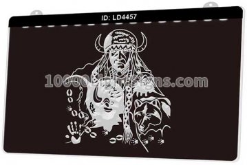 LD4457 Native Chief American Indian Warrior Wolf