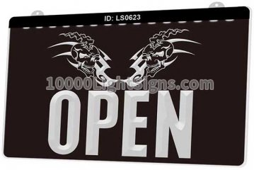 LS0623 Open Tattoo Skull Shop Art Bar