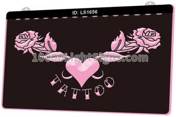LS1656 Tattoo Heart Rose Love Open