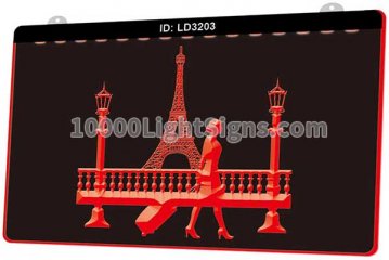 LD3203 Woman Traveling Paris Eiffel Tower Silhouette