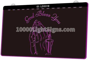 LD3318 Prayer Hand Cross God Bless You