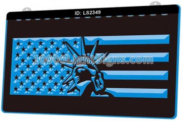 LS2349 Statue of Liberty Stars and Stripes Flag