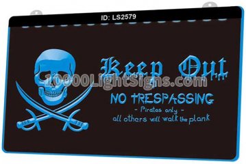 LS2579 Keep Out No Trespassing Skull Sword
