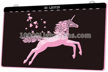 LD3725 Unicorns Heart Silhouettes Horse