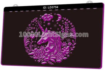 LD3754 Unicorns Silhouettes Horse Flower