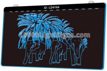 LD4164 Palm trees and Elephant silhouettes