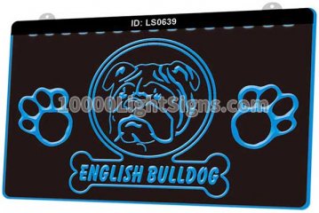 LS0639 English Bulldog Paw Print Dog