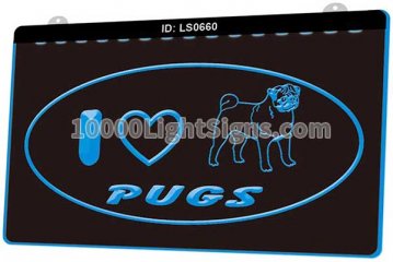 LS0660 I Love Pug Dog Pet Shop