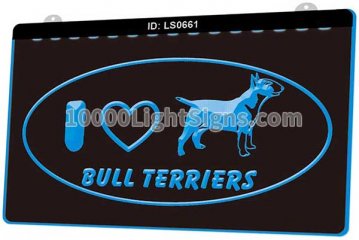 LS0661 I Love Bull Terrier Dog Pet Shop