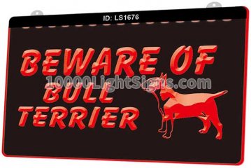 LS1676 Beware of Bull Terrier Dog