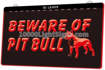 LS1679 Beware of Pit Bull Terrier Dog