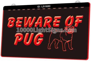 LS1680 Beware Of Pug Dog Pet Shop