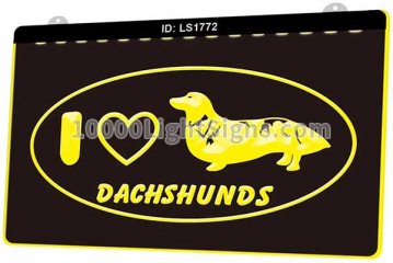 LS1772 I Love Dachshund Dog Pet Shop