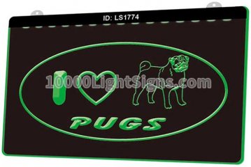 LS1774 I Love Pug Dog Pet Shop
