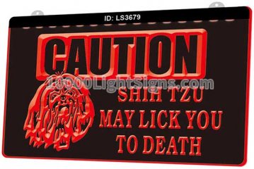 LS3679 Caution Shih Tzu May Lick You To Death