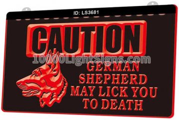 LS3681 Caution German Shepherd May Lick You To Death
