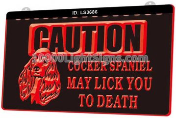 LS3686 Caution Cocker Spaniel May Lick You To Death