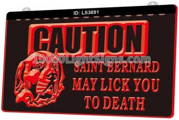 LS3691 Caution Saint Bernard May Lick You To Death
