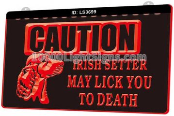 LS3699 Caution Irish Setter May Lick You To Death