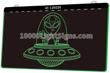 LD0220 Alien in Spaceship UFO Cartoon