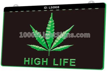 LS0908 Smoke Cannabis Leaf High Life