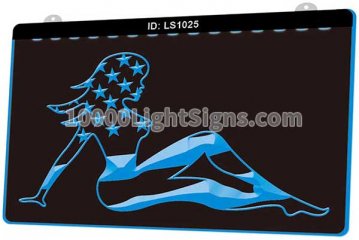 LS1025 Sexy Lady Woman Us Flag Bar Pub