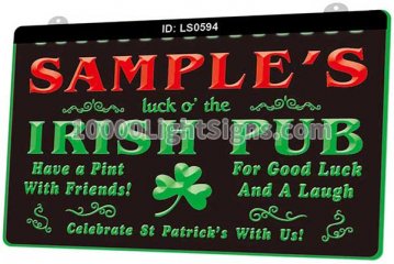 LS0594 Name Personalized Custom Luck O The Irish Pub