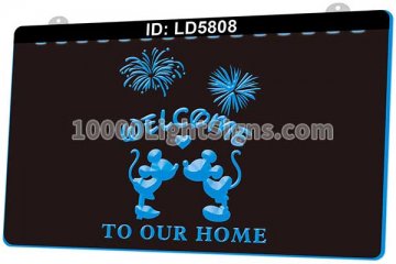 LD5808 Minnie Mickey Mouse Kissing Disney Welcome To Our Home
