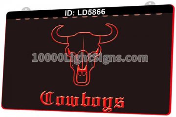 LD5866 Texas Longhorn Bull Skull Cowboys