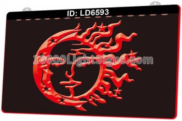 LD6593 Occult Symbol Stylized Faces Moon Sun