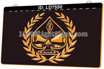 LD7550 Laurel Wreath Accolade Poker Skull