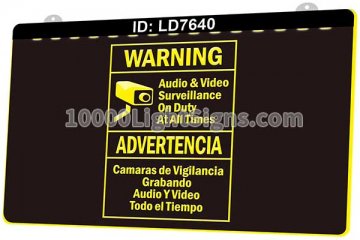 LD7640 Waring Audio Video Surveillance On Duty At All Times