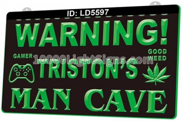 LD5597 Warning Gamer Good Weed Man Cave Smoke
