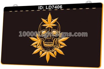 LD7406 Smoke Cannabis Leaf Skull