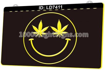 LD7411 Smoke Cannabis Leaf Smiley Emjoi