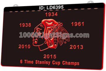 LD6395 6 Time Stanley Cup Champs Chicago Blackhawks CHI NHL Sports