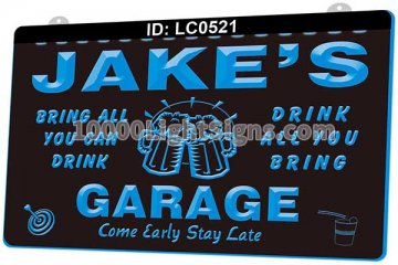 LC0521 Your Names Garage Come Early Stay Late Beer Bar