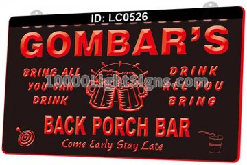 LC0526 Your Names Back Porch Bar Come Early Stay Late Beer