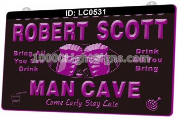 LC0531 Your Names Man Cave Come Early Stay Late Beer Bar