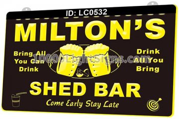 LC0532 Your Names Shed Bar Come Early Stay Late Beer