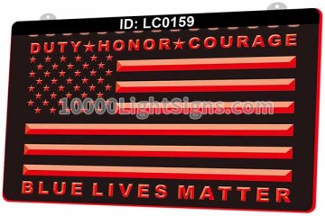 LC0159 Duty Honor Courage Blue Lives Matter Flag