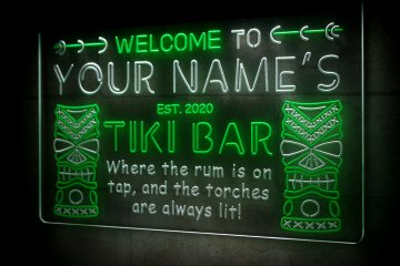 LX1021 Your Names Tiki Bar WHere the Rum is on Tap and the Torches are Always Lit