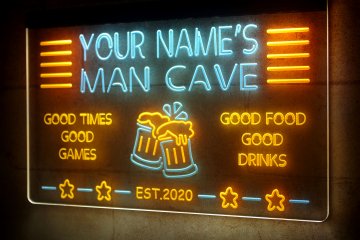 LX1025 Your Names Man Cave Good Times Games Food Drinks