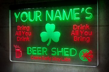 LX1042 Your Names Irish Clover Beer Shed Come Early Stay Late