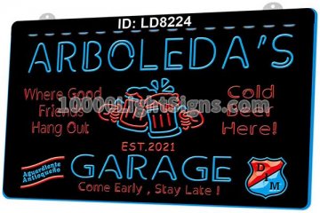 LD8224 Your Names Mug Garage Bar Come Early Stay Late