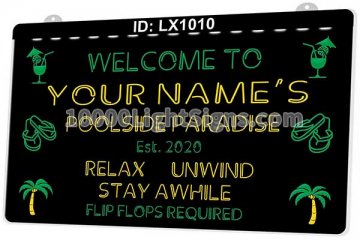 LX1010 Your Names Poolside Paradise Relax Unwind Stay Awhile